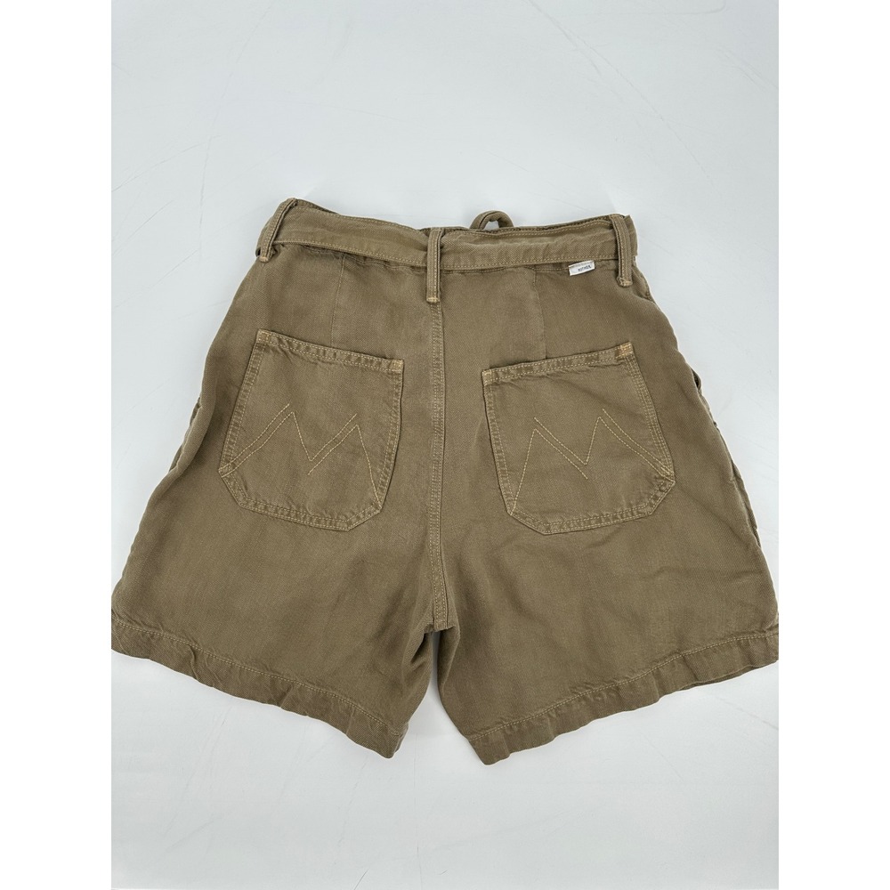 MOTHER The Chute Paperbag Shorts Olive Green High Waist Tie Belt Womens 26 - Picture 4 of 14